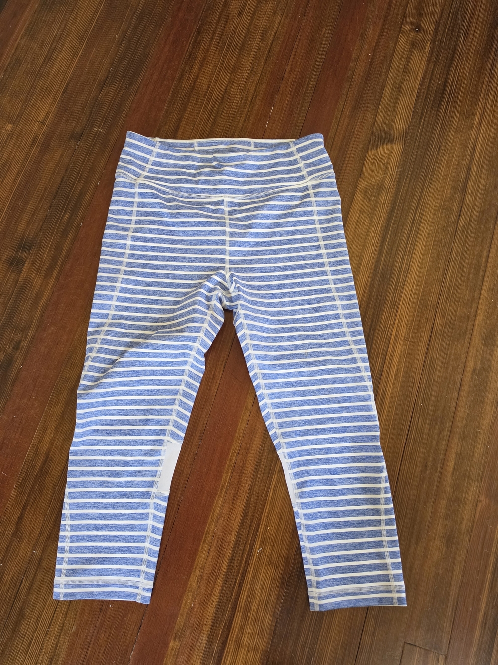 Tommy Hilfiget Medium Blue and White Striped Active Capri Leggings